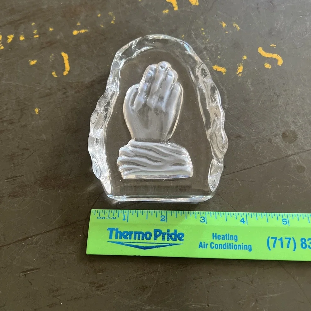 Vintage Etched Crystal Praying Hands 5